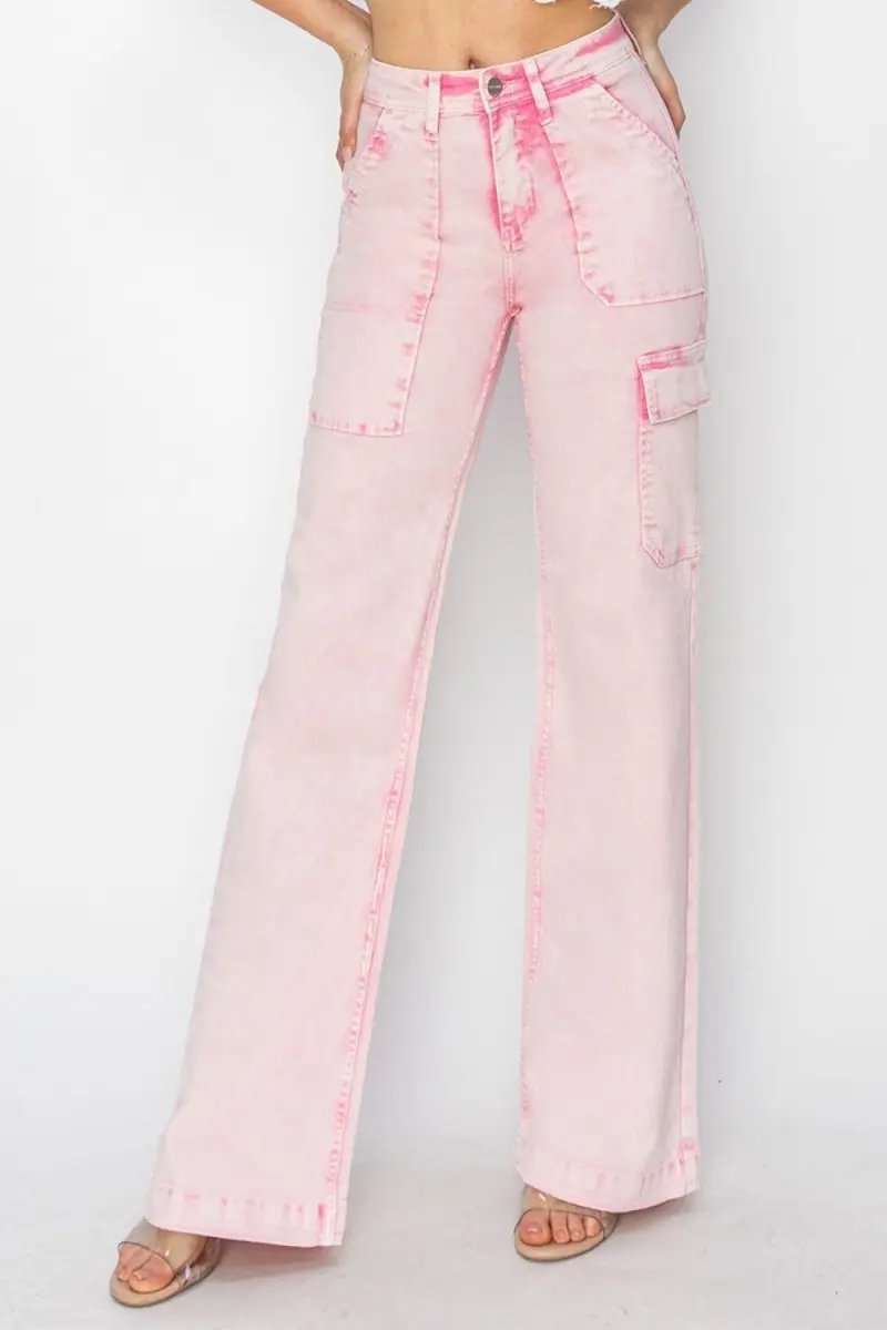 RISEN Full Size High Rise Cargo Pocket Jeans for Women - Love Salve